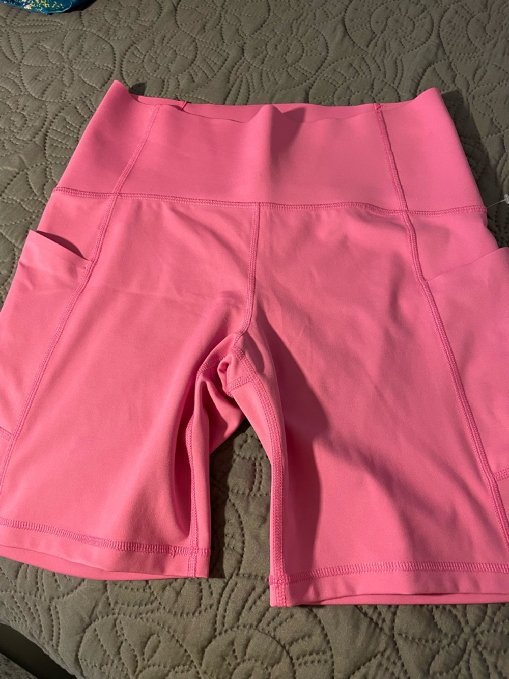 Xersion High-Rise Pink Bike Shorts with Side Pockets